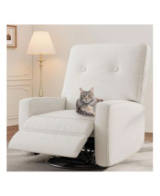 Recliner Chair 360 Degrees Swivel Rocking Glider Chair with Adjustable Backrest & Footrest Cozy Corduroy Upholstered Armchair for Living Rooms