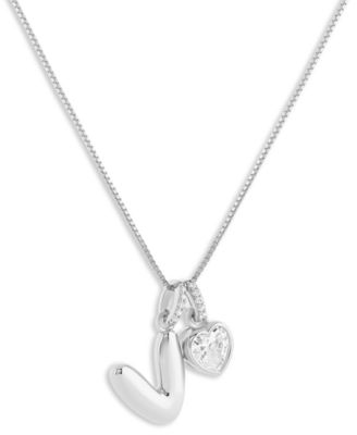 Sterling Silver Initial Charm Necklace in Holiday Ornament, Macy's Exclusive