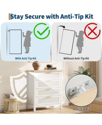 4-Drawer Modern Fluted Dresser Bedroom Chest, Fluted Drawers with Metal Handle, Large Storage Cabinet for Nursery, Living Room