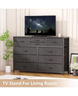 10-Drawer Modern Fabric Dresser for Bedroom, Large Storage Chest, 45" TV Stand, Living Room, Hallway Organizer