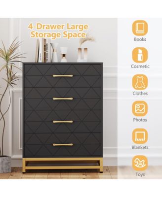 4 Drawer Dresser for Bedroom, Modern Chest of Drawers Storage Organizer