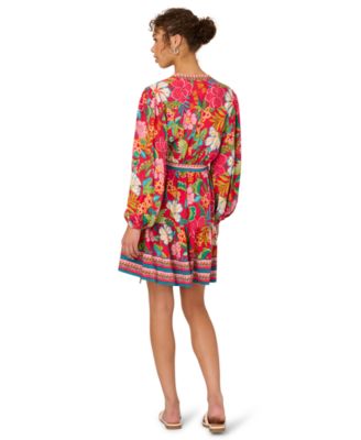 Women's Printed V-Neck Short Dress