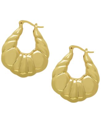 14k Gold Plated Brass Shrimp Thick Hoop Earrings
