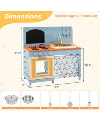 Play Kitchen for Kids Wooden Toy Kitchen Playset with Removable Circulation Faucet