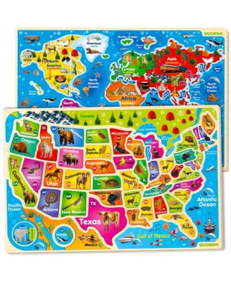 Magnetic Realistic Puzzles States Map for Kids 4-6 Years - Montessori Toys Geography Learning