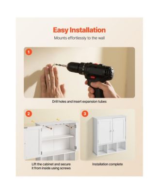 Over Toilet Bathroom Wall Cabinet with 2 Doors and Shelves