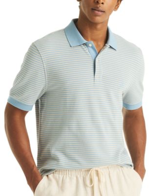Men's Striped Spread Collar Polo Shirt