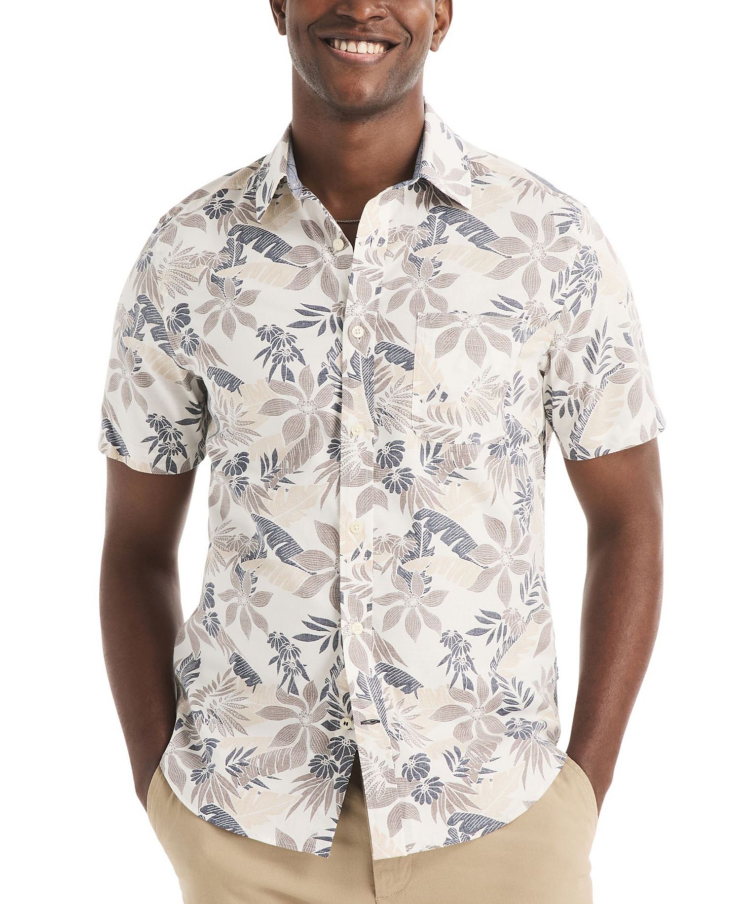 Men's Leaf Printed Short-Sleeve Shirt