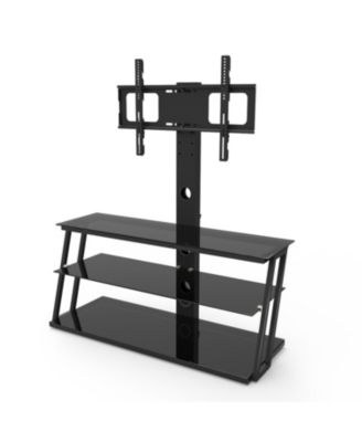 Glass TV Stand with Angle and Height Adjustment