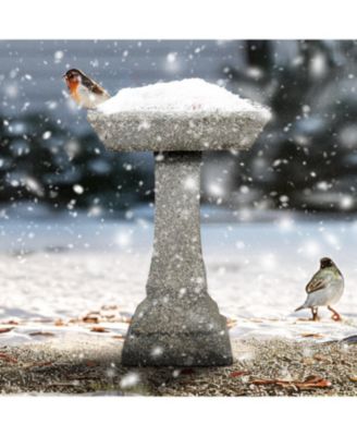 22.8" H Concrete Birdbath with Pedestal – 15" Dia Outdoor Freestanding Garden Bird Feeder & Bath for Patio, Yard, Decor