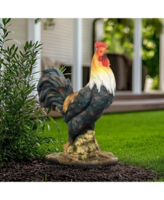 22.4" Rooster Concrete Garden Statue - Large Outdoor Chicken Decor for Garden, Patio, Deck, Home & Office