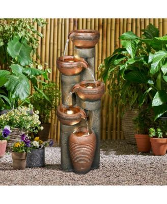 5-Tier Resin Outdoor Water Fountain for Garden, Patio, Deck, Porch, and Home Decor