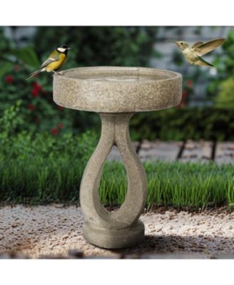 21.8” Concrete Birdbath – Modern Outdoor Garden Pedestal Statue for Patio, Yard & Contemporary Garden Decor, 15.7”Dia X 21.8”H