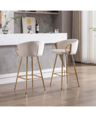 30 Inch Set of 2 Bar Stools Beige