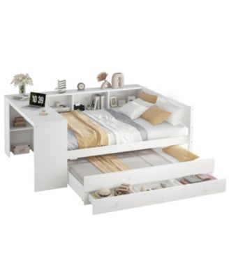 Daybed with Trundle, Storage, Shelves & Desk