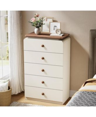White Storage Cabinet with 5 Drawers, Vertiacl Drawer