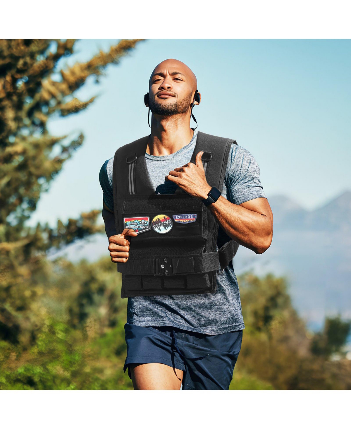 Mecale Adjustable Weighted Vest, 35 lb Vest with Iron Weights, Shoulder Pad and Reflective Stripe for Strength Training