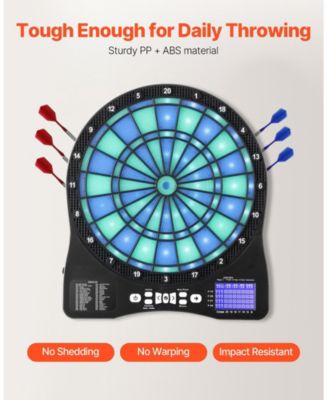 Electronic Dart Board, LED-Illuminated Dartboard with 48 Games, 500+ Variations and LCD Cricket Scoring for Up to 8 Players
