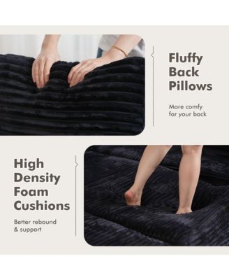 128'' Modular Sectional Sofa Couch, 5-Piece Comfy Corduroy Fabric Couch for Living Room, Modern L-Shaped Deep Seat Sofa with Chaise Ottoman