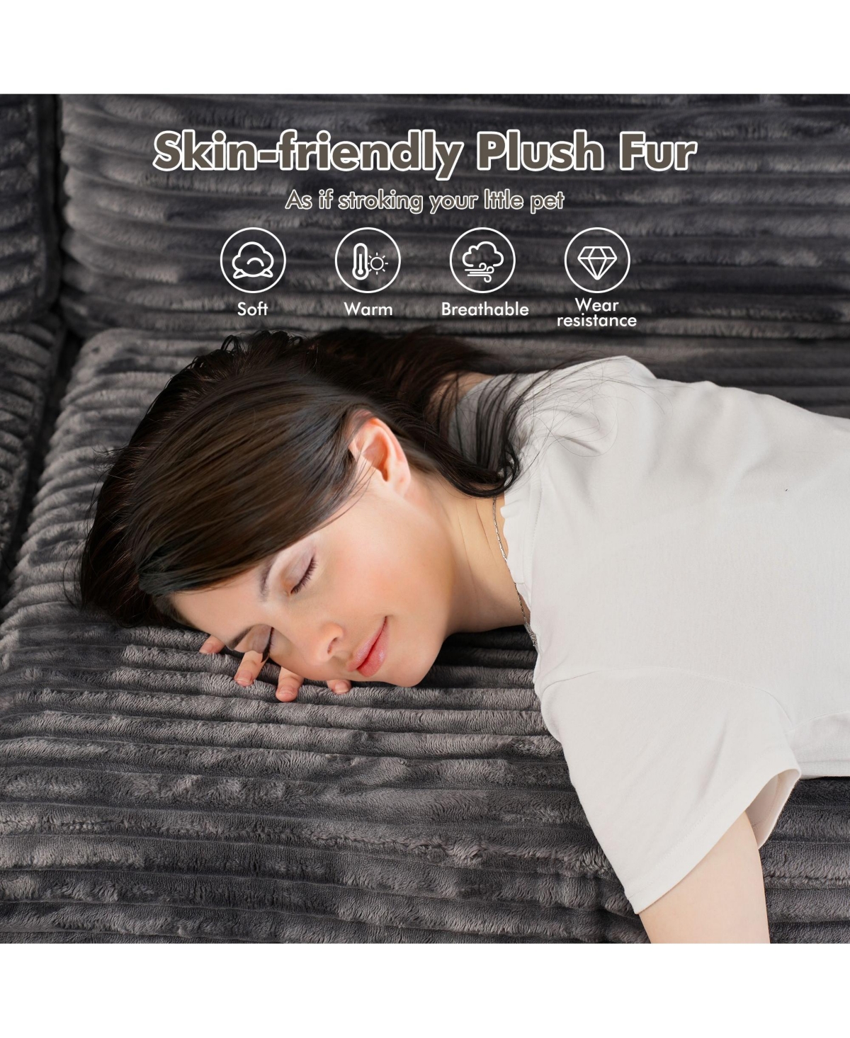 Xizzi 98'' Modular Sectional Sofa Couch, 5-Piece Comfy Corduroy Fabric Couch for Living Room, Modern L-Shaped Deep Seat with Chaise Ottoman