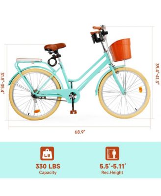 26-Inch Low Step Cruiser Bike with Passenger Seat & Dual Brakes, Free Bottle Holder
