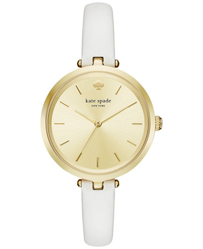 kate spade new york Women's Holland White Leather Strap Watch 34mm KSW1117