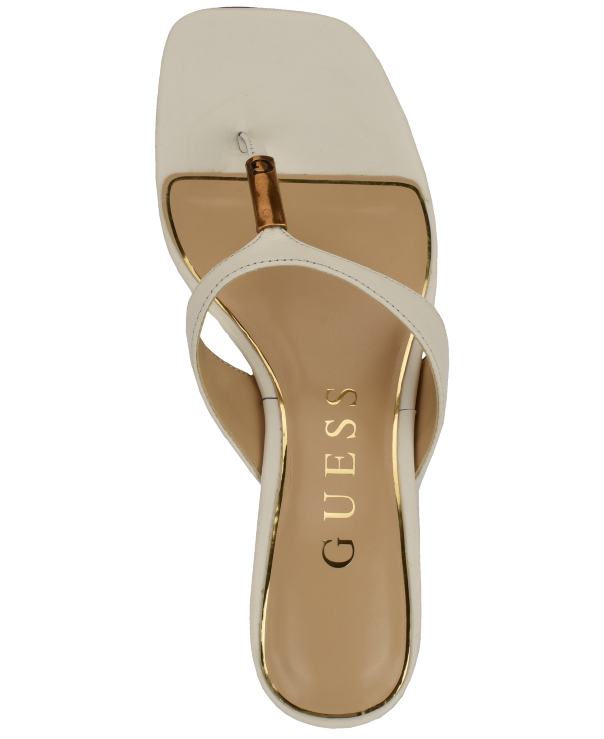 Guess Womens Yaiza Leather Thong Block Heel City Sandals