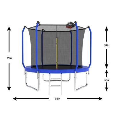 Streamdale 8FT Blue Trampoline with Safety Net and Hoop