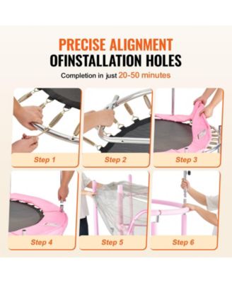 55" Kids Trampoline with Net and Basketball Hoop Pink