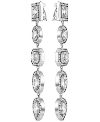 Rhinestone Gold-Tone Linear Clip Statement Earrings (Also Available in Silver-Tone)