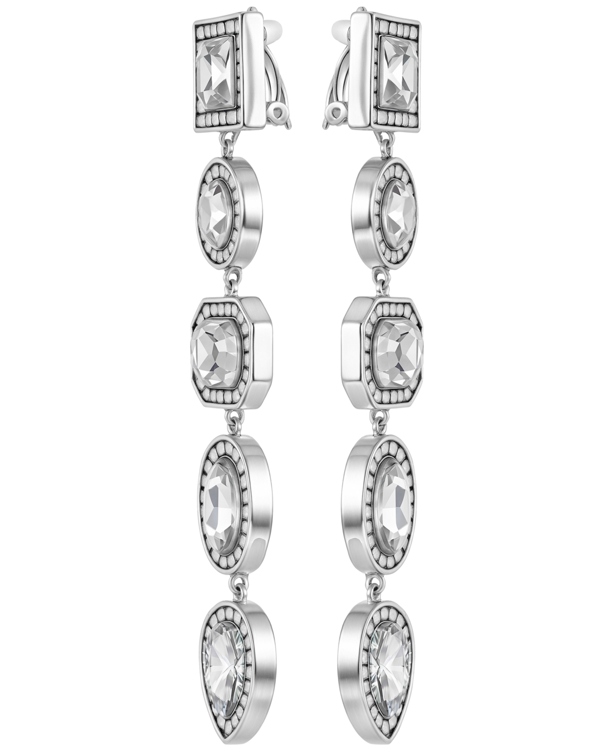 Guess Rhinestone Gold-Tone Linear Clip Statement Earrings (Also Available in Silver-Tone)