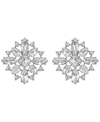 Pav&eacute; Stones And Imitation Pearl Sparkling Clip-On Earrings