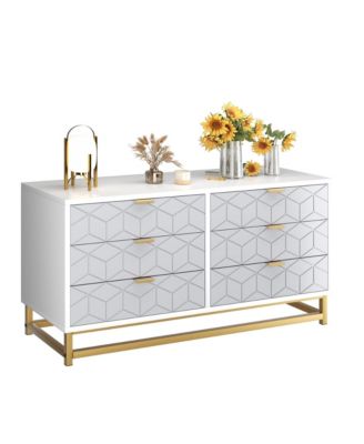 6 Drawer Dresser for Bedroom, Modern Dresser Chest with Metal Legs, Wide Storage Organizer