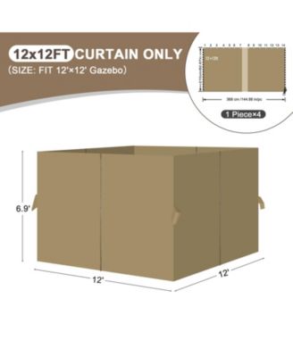4-Panel Gazebo Replacement Curtains with Double Zipper