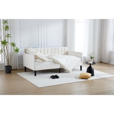 Velvet Daybed with Tufted Backrest