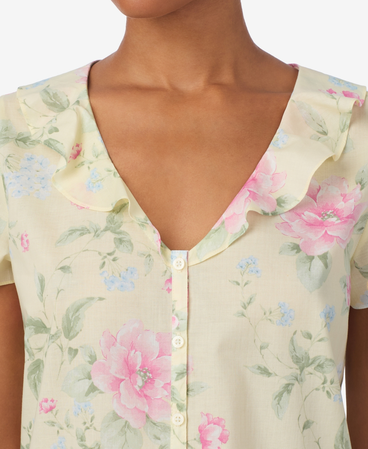 Lauren Ralph Women's V-Neck Top and Ankle Pant Pajama Set