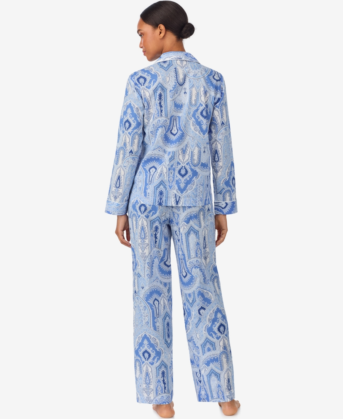 Lauren Ralph Women's Notch Collar and Long Pant Pajama Set