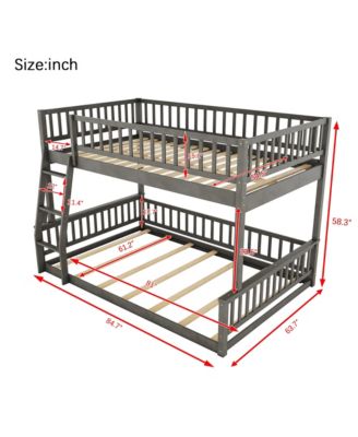 Full XL over Queen Bunk Bed with Ladder and Guardrails