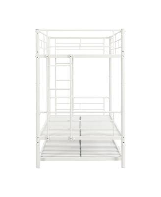 Metal Bunk Bed with Trundle White Twin, No Box Spring Needed, Easy Assemble