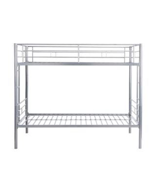 Metal Bunk Bed Silver Twin Over Twin, No Box Spring Needed, Easy Assemble