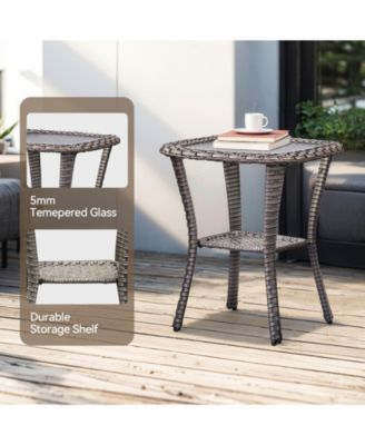 Crescent Swivel Glider Wicker Patio Conversation Set with Olefin 6 In. Thick Cushions/End Table (3-Piece)