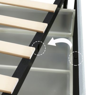 + Queen + Ivory Boucle + 4 Drawers & Tufted Headboard + Platform Bed