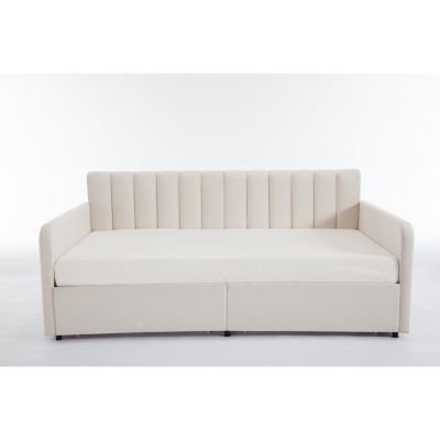 Upholstered Velvet Daybed, Twin, Ivory