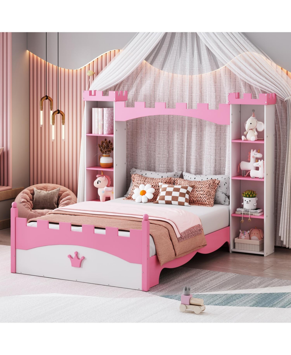 Streamdale Furniture Castle Twin Platform Bed for Kids with Storage