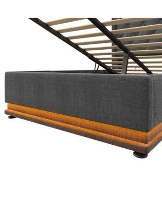 Twin-Size Upholstered LED Bed with Hydraulic Storage