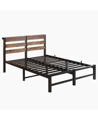 Metal Bed Frame with RGB Lights, Storage