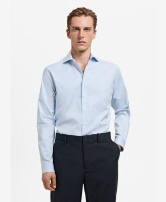 Men's Striped-Print Slim-Fit Dress Shirt