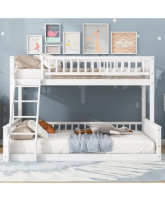 Twin XL over Queen Bunk Bed with Ladder and Guardrails