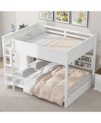 Queen over Queen Storage Bunk Bed with USB Ports