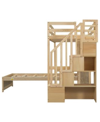 Loft Bed with Desk, Staircase, and Storage